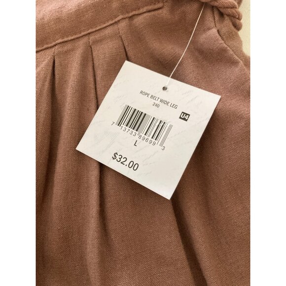 Falls Creek Women Wide Leg Pants Hi Rise Brown Linen Blend  Large - Picture 6 of 7